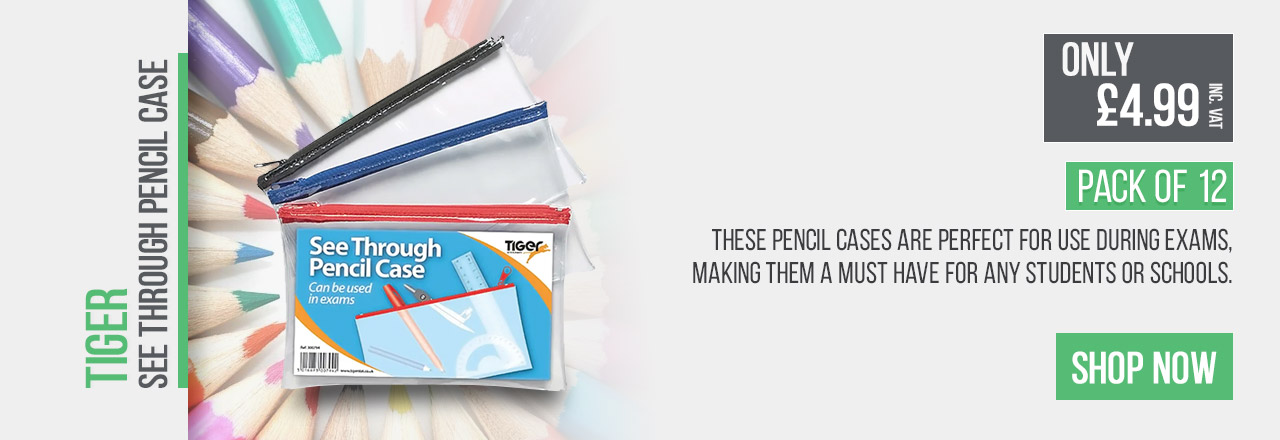 These pencil cases are perfect for use during exams, making them a must have for any students or schools