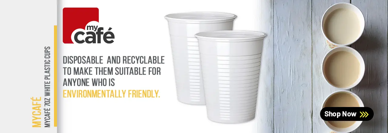 MyCafé 7oz White Plastic Cups